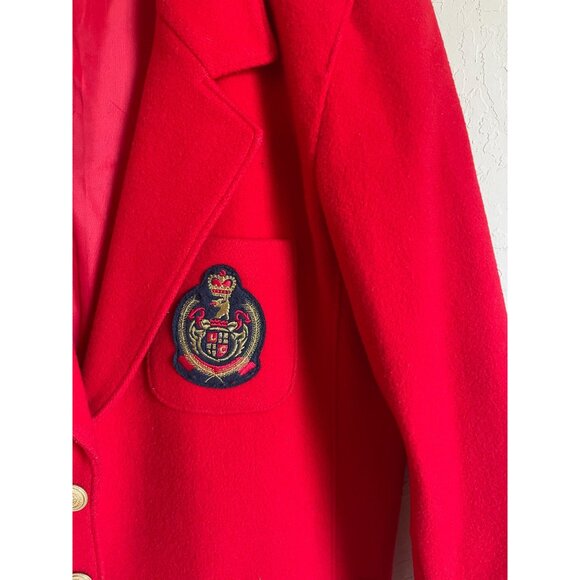 Vintage 90s Liz Sport Blazer Bright Red Wool Size 10 Academia - Picture 3 of 10